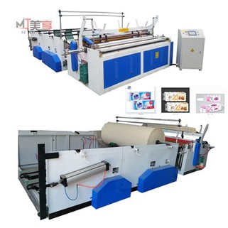 Máquina rebobinadora de rollos de papel higiénico